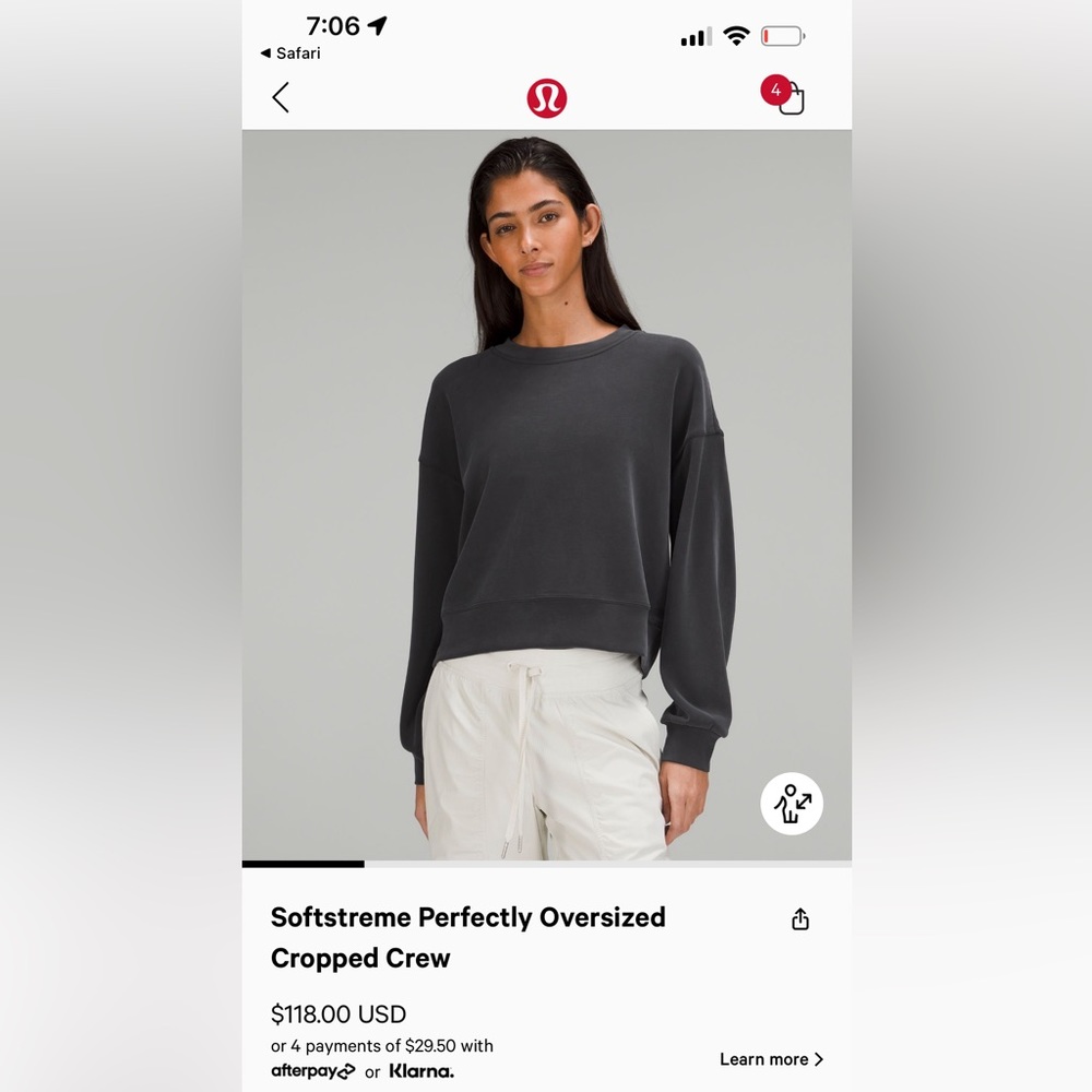 Lululemon Perfectly Cropped Softstreme Crewneck